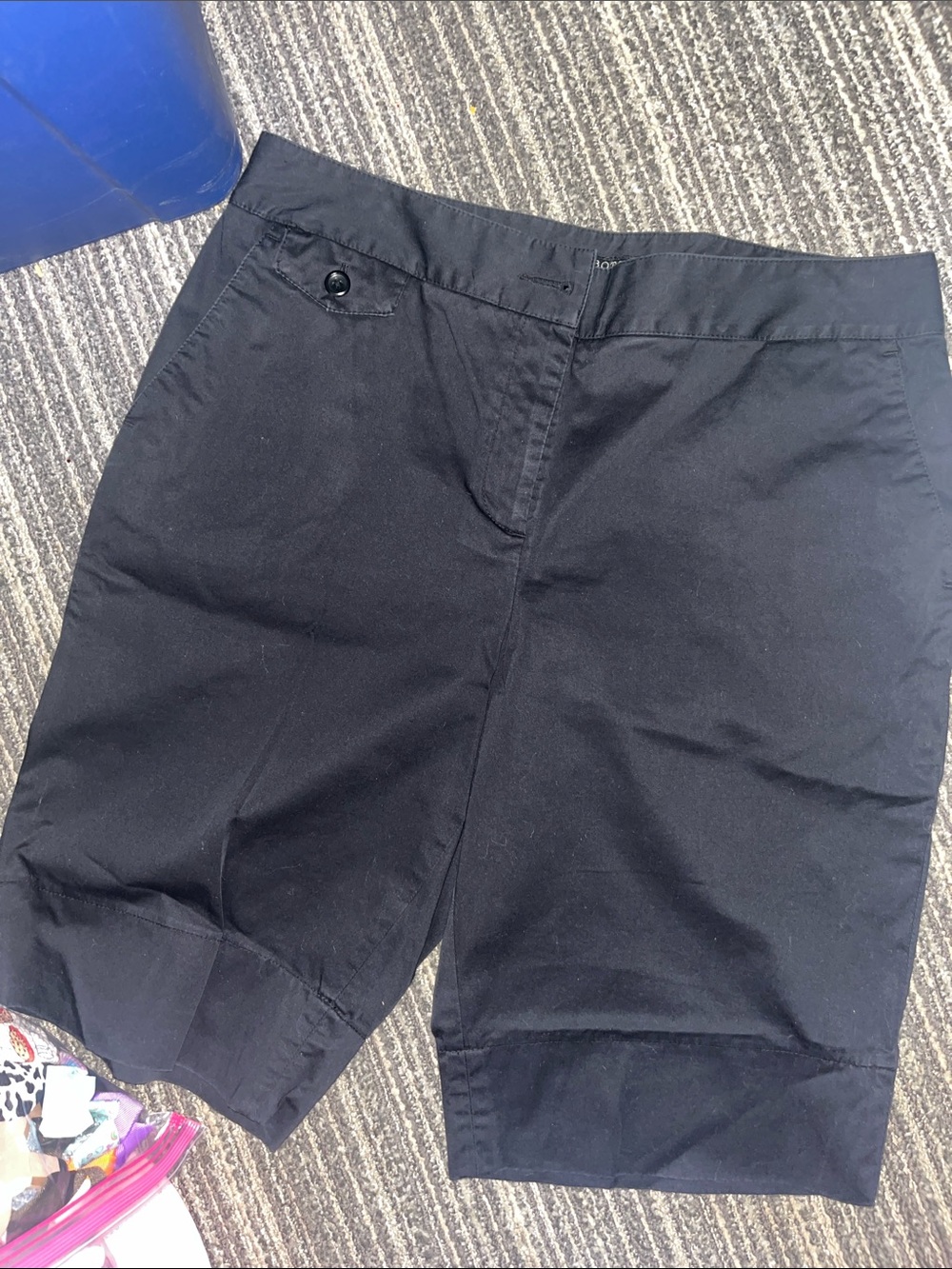 Talbots Black Bermuda Shorts with Button-Flap Detail